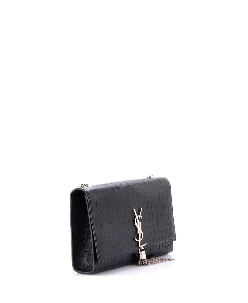 Pre-Owned Saint Laurent Medium Classic Monogram Tassel Crossbody Bag Embossed Leather