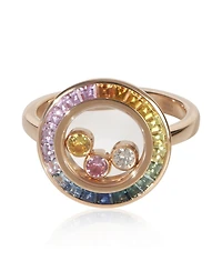 Pre-Owned Chopard Rose Gold Sapphire and Diamond Happy Diamond Ring