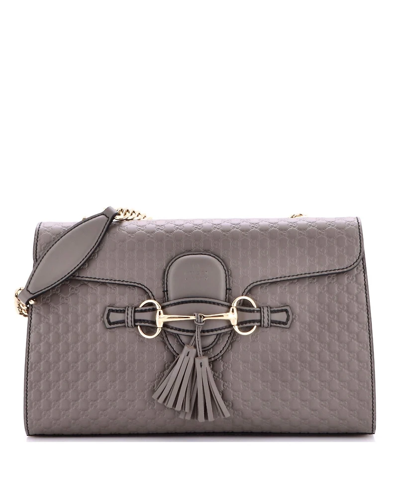 Pre-Owned Gucci Medium Emily Chain Flap Bag Microguccissima Leather