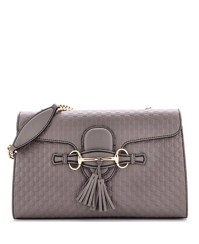 Pre-Owned Gucci Medium Emily Chain Flap Bag Microguccissima Leather