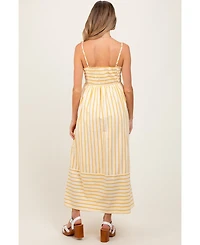 Pinkblush Maternity Yellow Striped Sleeveless Maxi Dress
