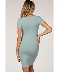 Pinkblush Maternity Dusty Mint Ribbed Dress
