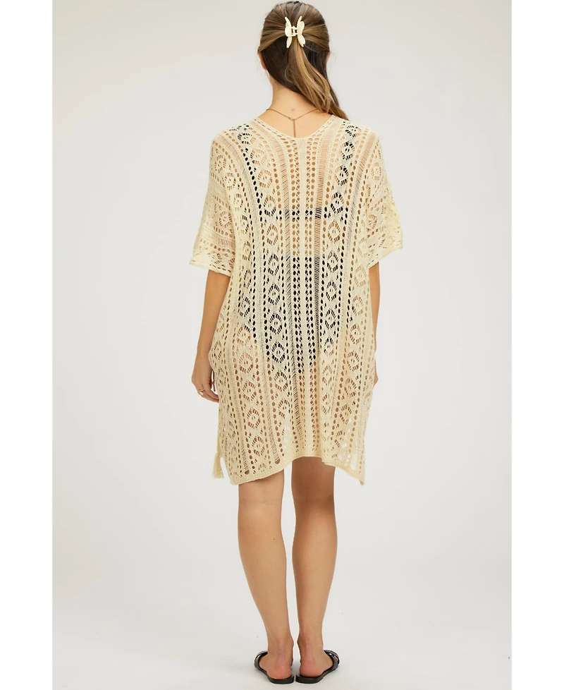 Pinkblush Maternity Cream Crochet Knit Swim Cover Up