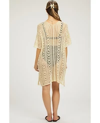 Pinkblush Maternity Cream Crochet Knit Swim Cover Up