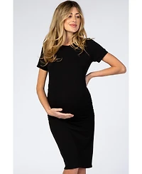 Pinkblush Maternity Black Basic Short Sleeve Fitted Dress