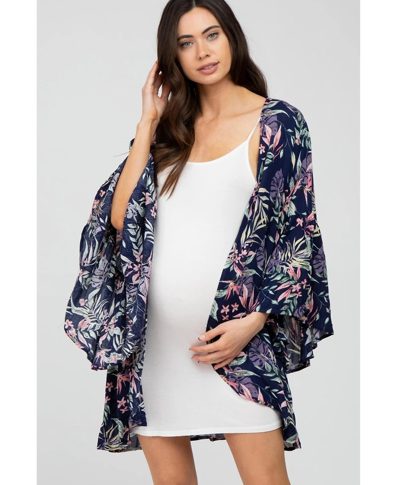 Pinkblush Maternity Navy Blue Floral Bell Sleeve Cover Up