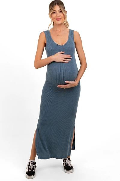 Pinkblush Maternity Ribbed Side Slit Maxi Dress