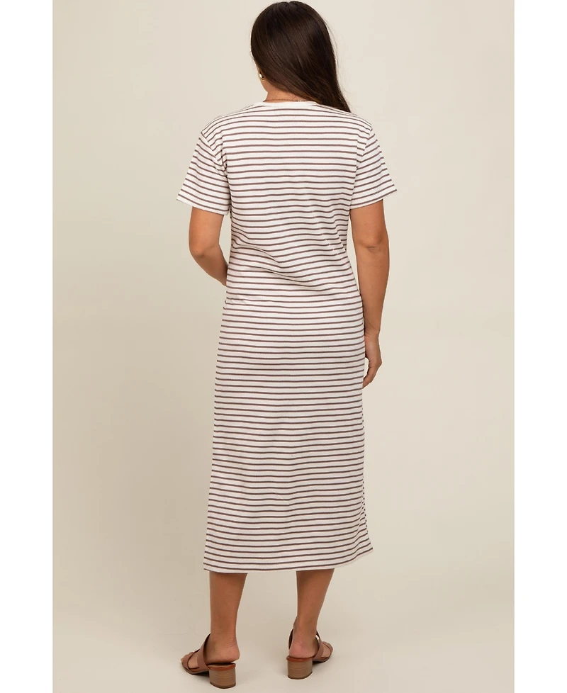 Pinkblush Maternity Striped Short Sleeve T-Shirt Midi Dress