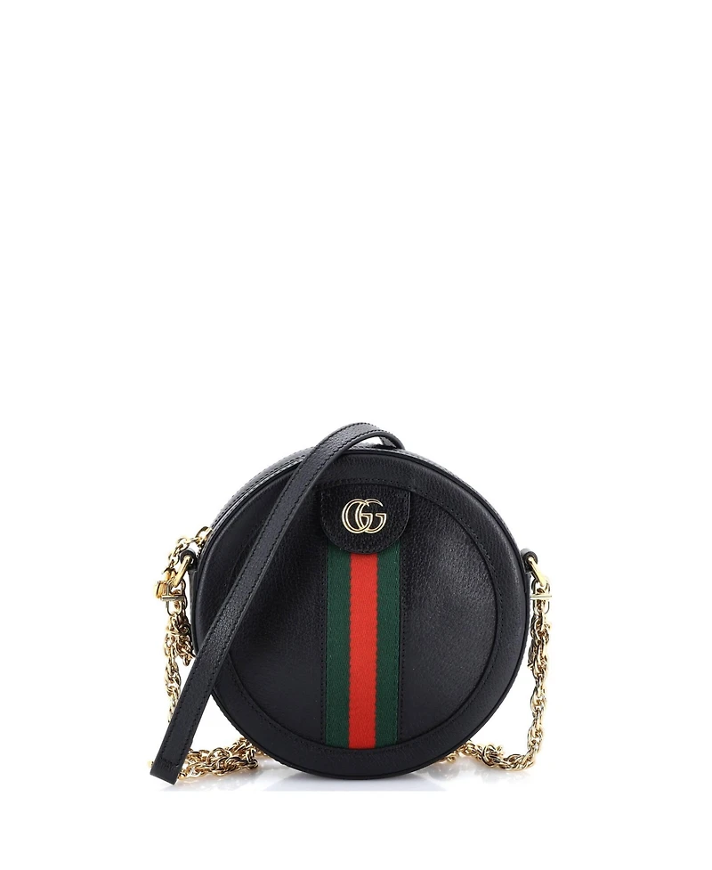 Pre-Owned Gucci Mini Ophidia Round Shoulder Bag Leather