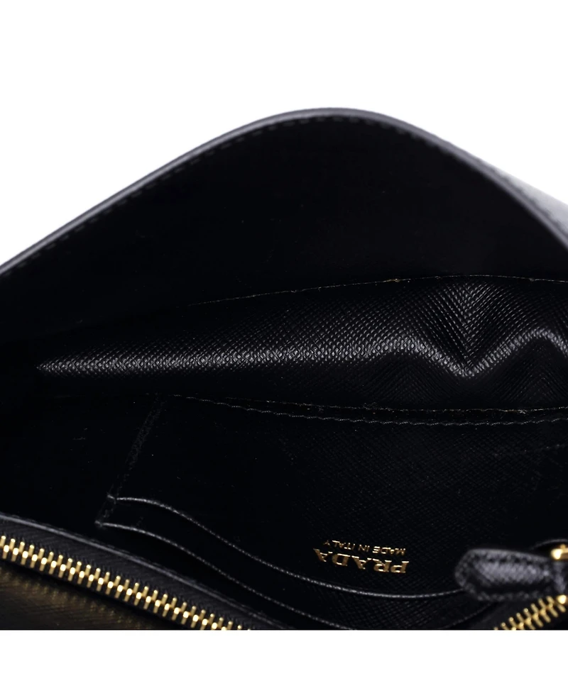 Pre-Owned Prada Mini Monochrome Wristlet Wallet on Chain Saffiano Leather