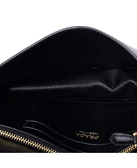 Pre-Owned Prada Mini Monochrome Wristlet Wallet on Chain Saffiano Leather