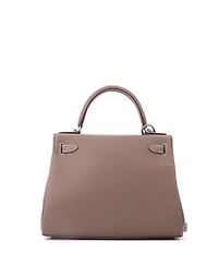 Pre-Owned HERMES Kelly 28 Handbag Grey Evercolor with Palladium Hardware