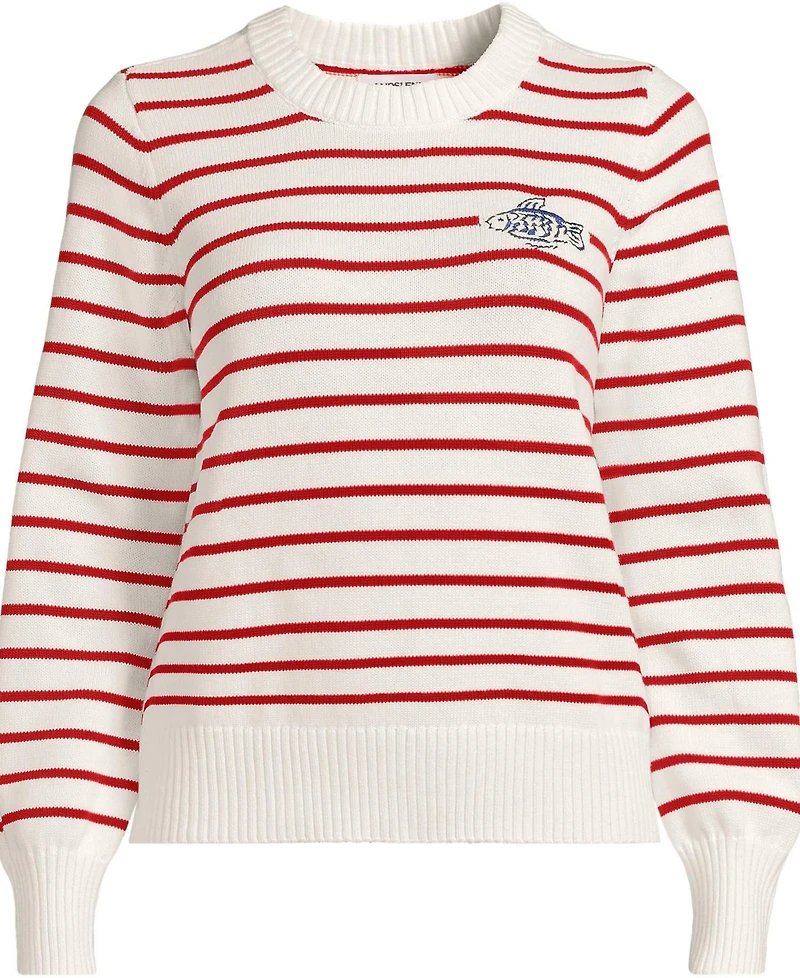 Lands' End Women's Drifter Embellished Crew Neck Sweater