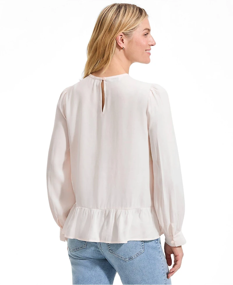 Lands' End Women's Crepe Pintuck Peplum Top