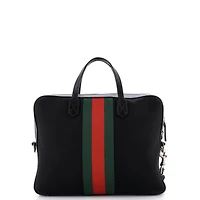 Pre-Owned Gucci Medium Web Zip Around Briefcase Techno Canvas