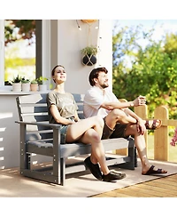 Outsunny Patio Glider Bench w/ Hdpe Slatted Double Rocking Chair