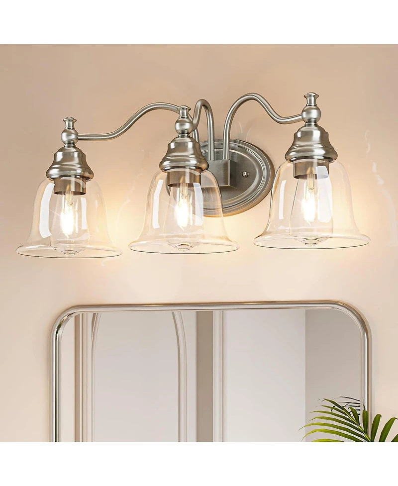 Tribesigns 3-Light Bathroom Light Fixtures, Modern Vanity Light with Clear Glass Shade, Bathroom Wall Lamp (Bulbs Not Included)