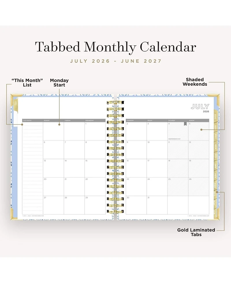 Gnuadz Casa Bella 2026-2027 Academic Daily Planner Wirebound Tabs Pocket Stickers Ruler