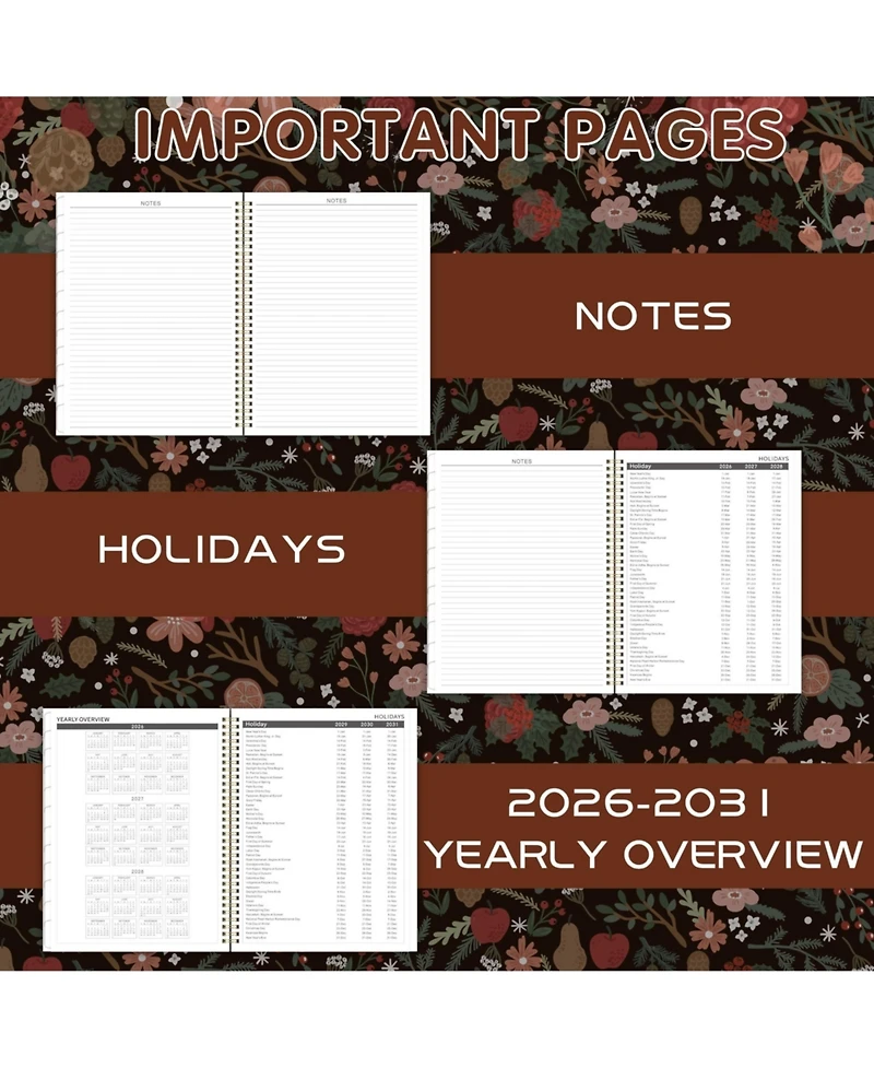 Gnuadz Monthly Planner 2026-2031 5 Year Calendar Tabs Twin-wire Pocket