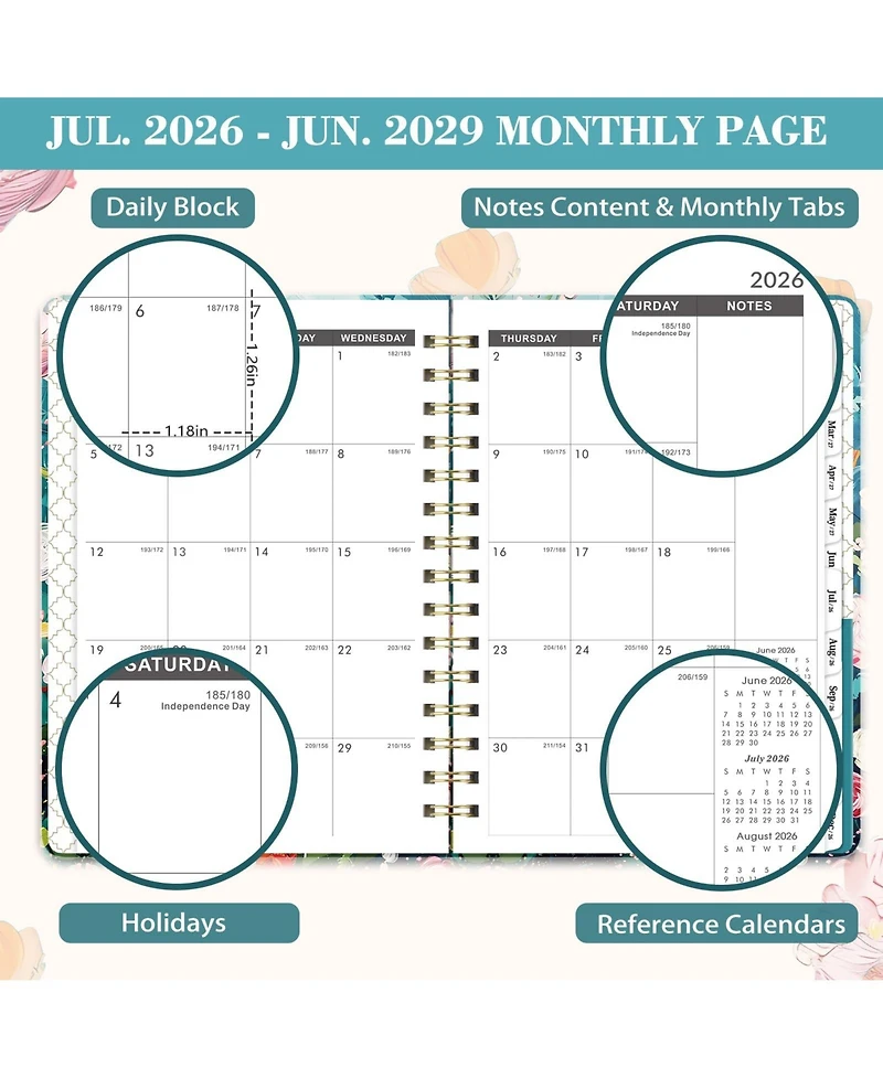 Gnuadz 2026-2029 Monthly Planner Hardcover Tabs Notes