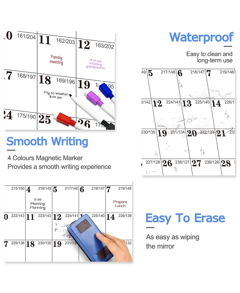 Gnuadz 2026 Wall Calendar Erasable Starry Sky Wet Dry Erase Large Laminated Annual Yearly Planner