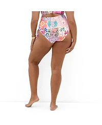 City Chic Women's Positano Hi Waist Print Bikini Brief