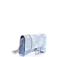 Pre-Owned Balenciaga Hourglass Chain Wallet Denim Printed Leather