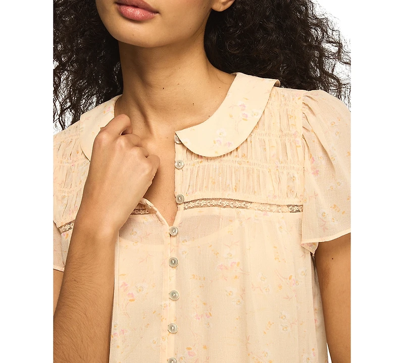 Lucky Brand Women's Peter Pan Collar Swing Top