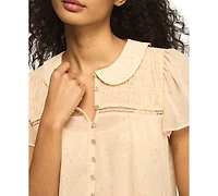 Lucky Brand Women's Peter Pan Collar Swing Top