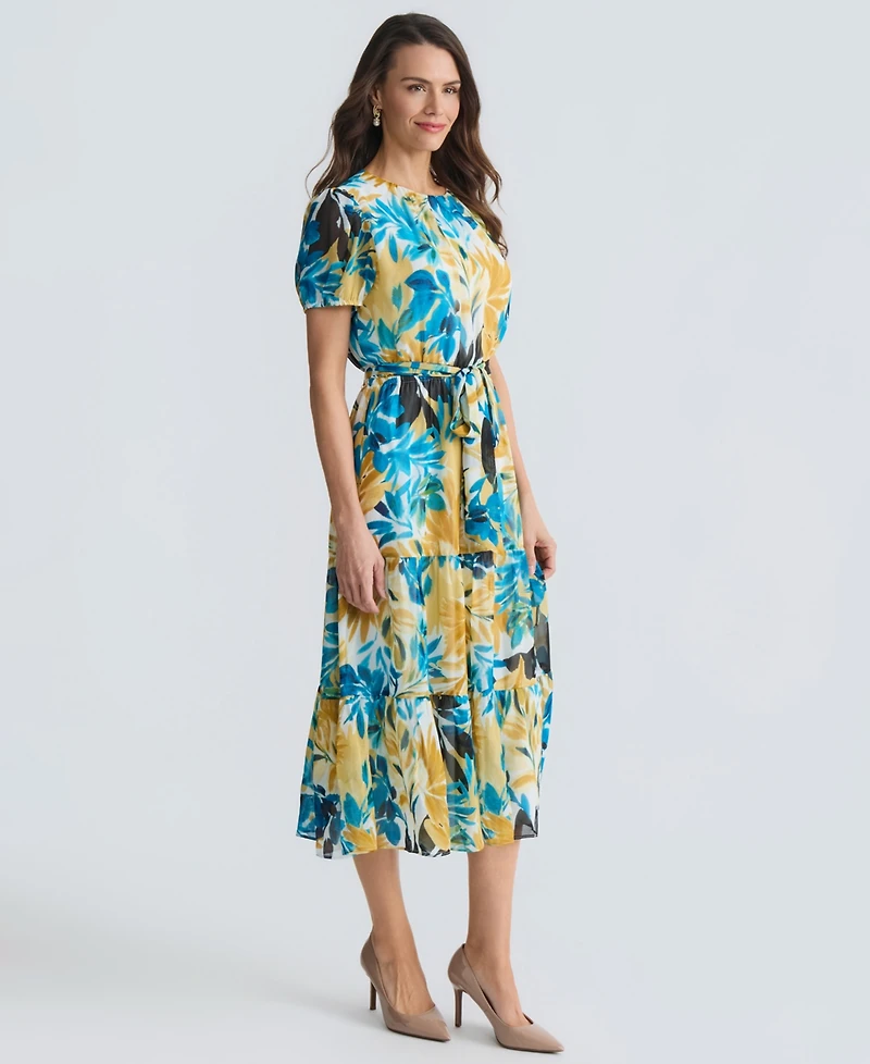 Kasper Women's Printed Tiered Midi Dress