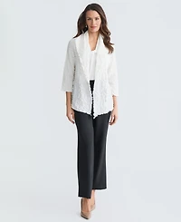Kasper Women's 3/4-Sleeve Crinkle Knit Open-Front Jacket
