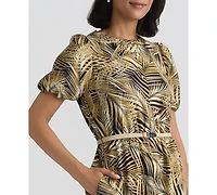 Kasper Women's Crewneck Puff-Sleeve Shirt Dress