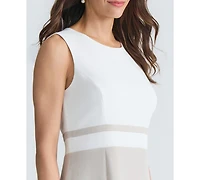 Kasper Women's Sleeveless Colorblocked Sheath Dress, Regular & Petite