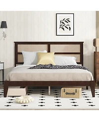 Sailvan Bed with Rattan Headboard, 2 Drawers