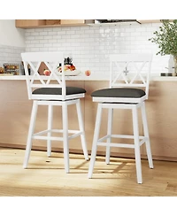 Sugift 29 Inches Set of 2 Swivel Bar Stools Counter Height Barstools with Backrest Upholstered Seat Cushion