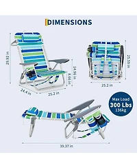 Xo 2 Pack Lightweight Portable Backpack Beach Chair for Adults with 5 Positions, Backpack Straps, Phone Pocket
