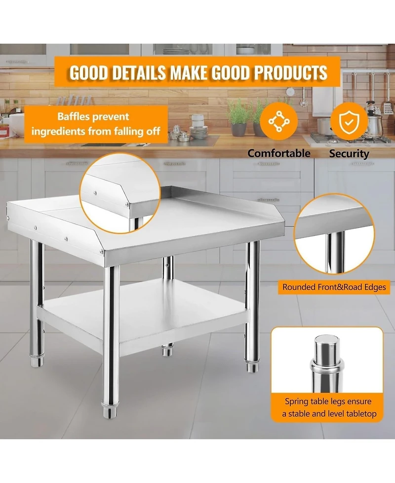 Xo 48" x 28" Stainless Steel Work Table, Adjustable Legs, 660 lb Capacity Prep Table with Bottom Shelf for Kitchen and Home