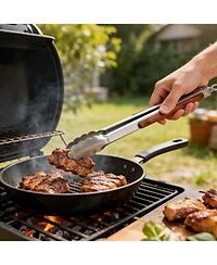 Xo 3-Piece Bbq Tools Set, Stainless Steel Spatula Fork Tongs, Rosewood Handles for Grilling