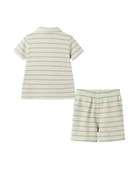 Andy & Evan Toddler Boys Waffle Polo Set