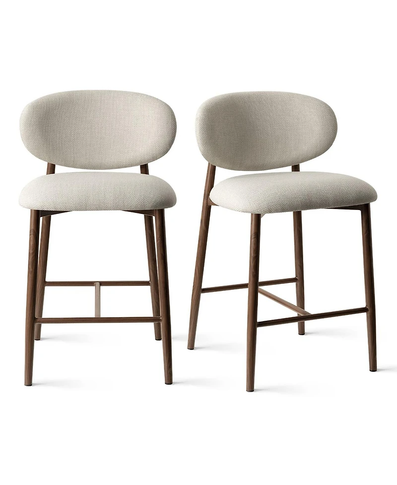 Maison Boucle Set of 2 Counter Height Stools for Home Bar, 25.5" Seat