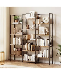 gaomon 67 Inch 5 Tier Adjustable Rustic Industrial Bookcase with 14 Open Shelves for Living Room and Bedroom