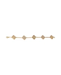 Pre-Owned Van Cleef and Arpels Yellow Gold Diamond Vintage Alhambra Bracelet