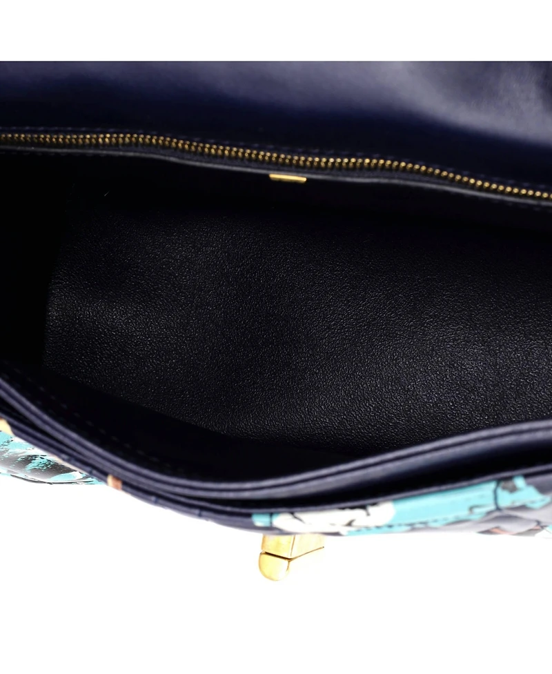 Pre-Owned Salvatore Ferragamo Medium Gancini Turnlock Flap Bag Gancini Quilted Printed Leather