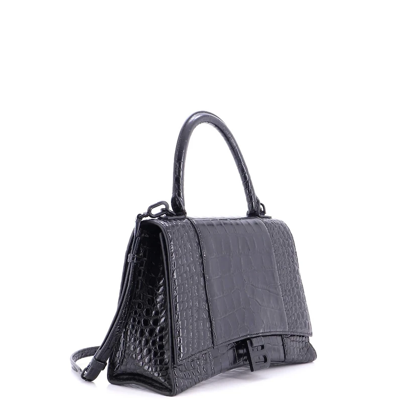 Pre-Owned Balenciaga Medium Hourglass Top Handle Bag Embossed Leather