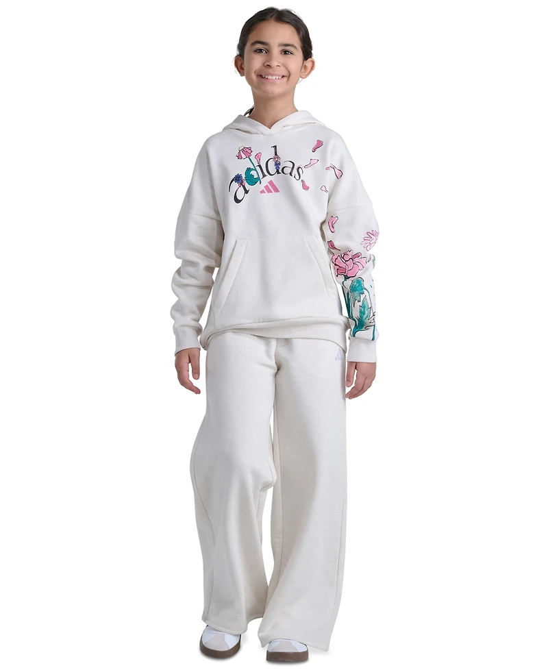 adidas Girls' 7-16 Long-Sleeve Graphic Fleece Hooded Sweatshirt