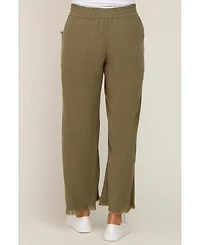 Pinkblush Maternity Olive Linen Frayed Hem Crop Pants