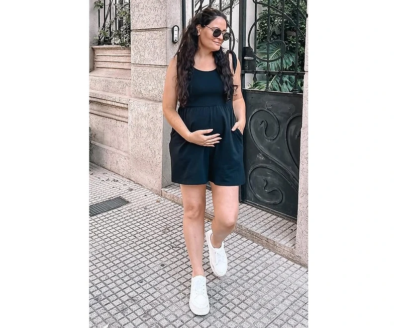 Pinkblush Maternity Black Knot Strap Romper