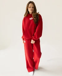 The Happy Camp3r Juniors' Puff-Print Wide-Leg Sweatpants