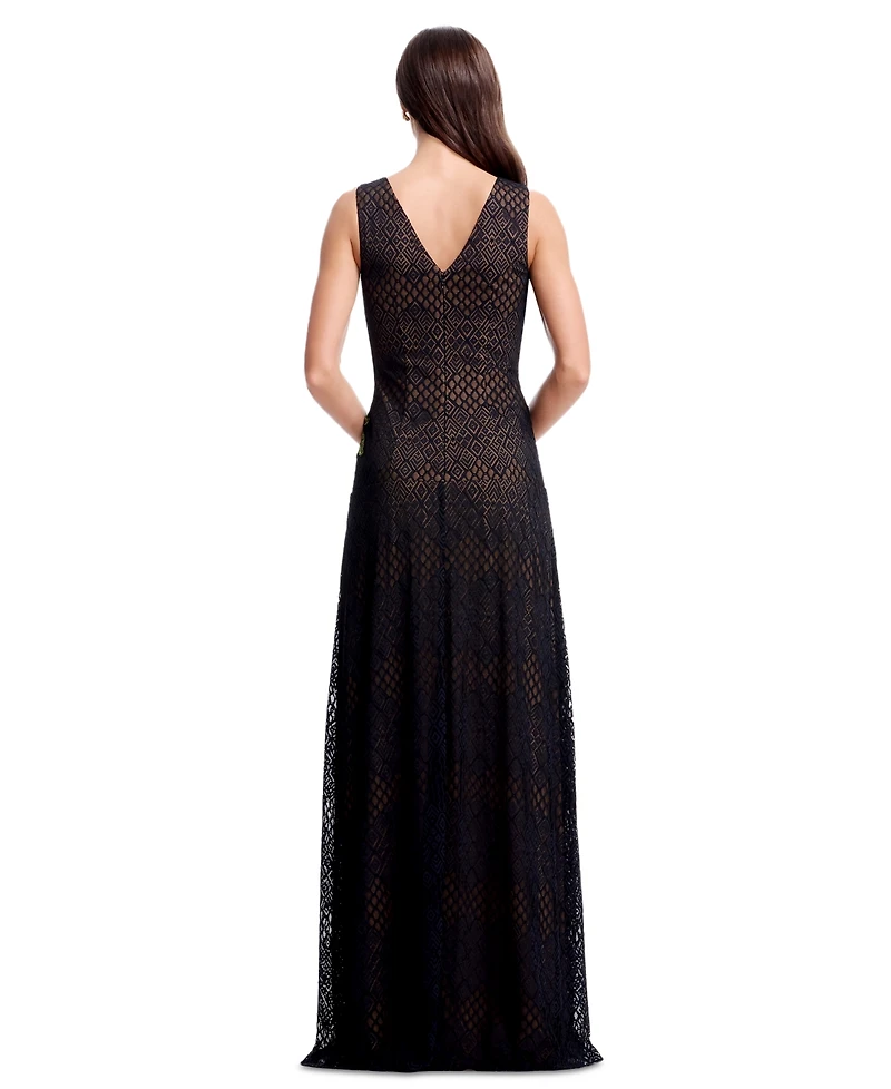 Dress the Population Women's Floral Applique Detail Sleeveless Gown