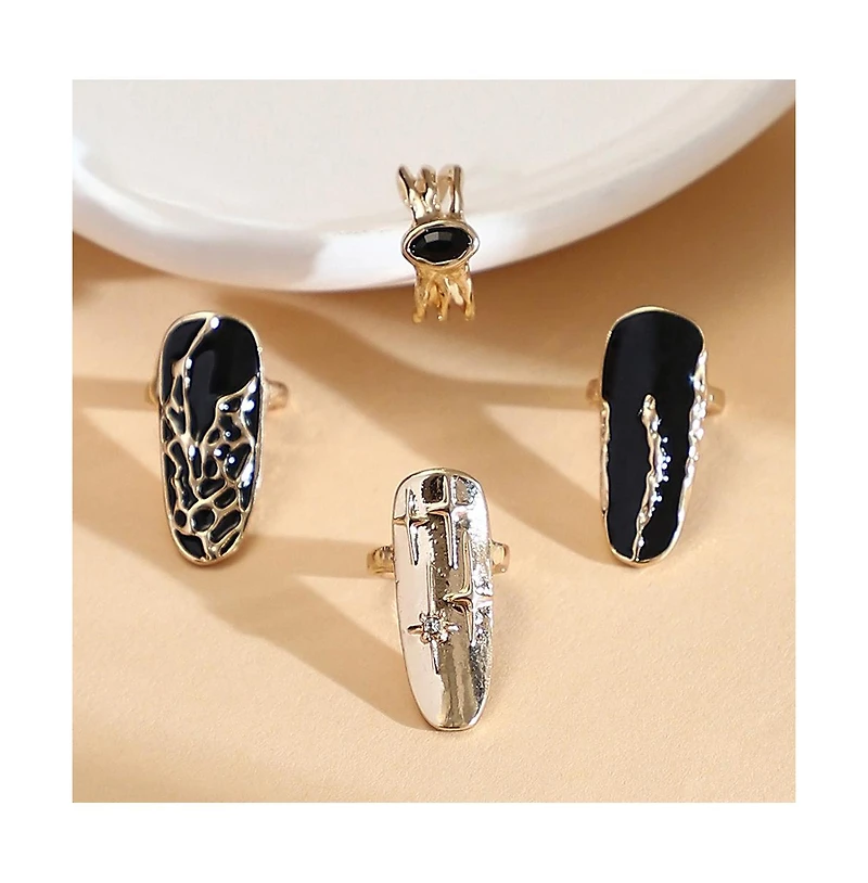 Sohi Women's The Enamel-Goliath Nail Rings California Gold